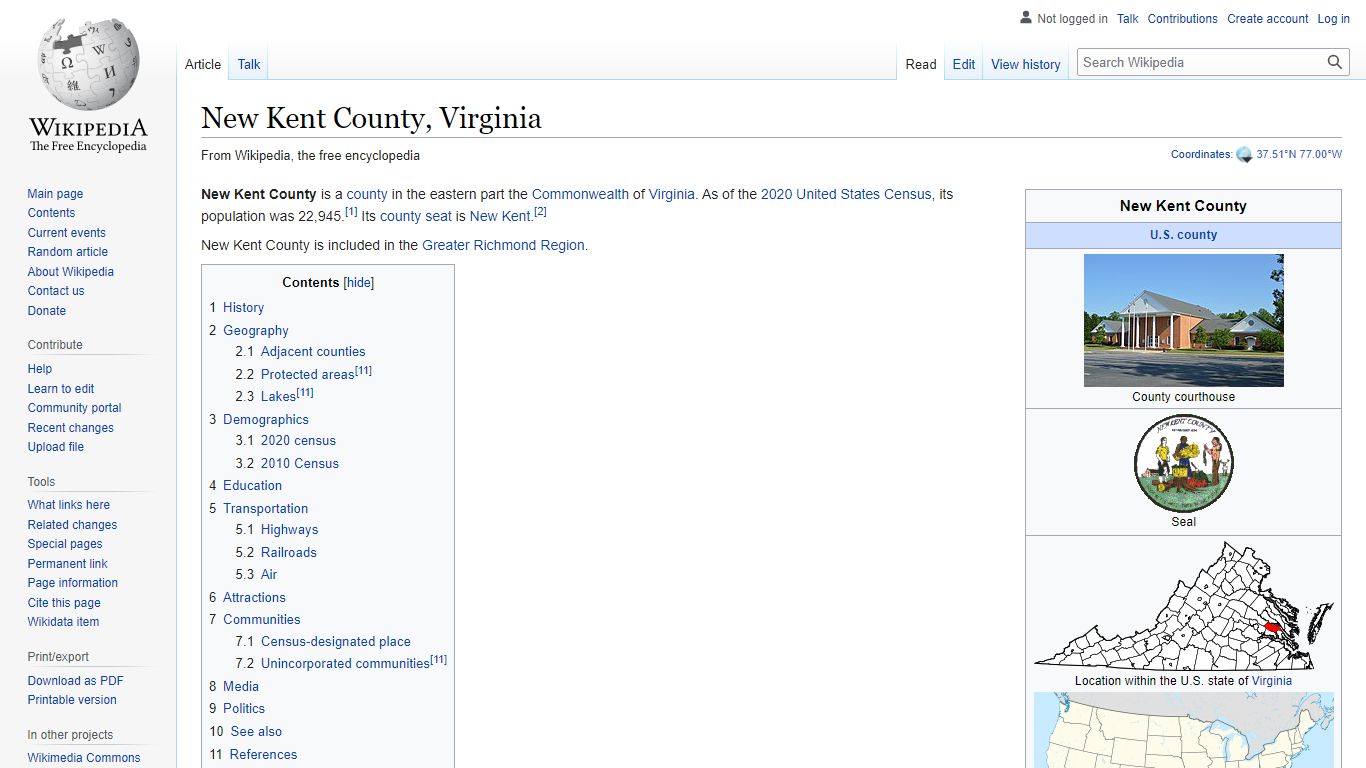 New Kent County, Virginia - Wikipedia